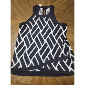 Ariella Black‎ White Geometric Halter Tank Top Womens Size S